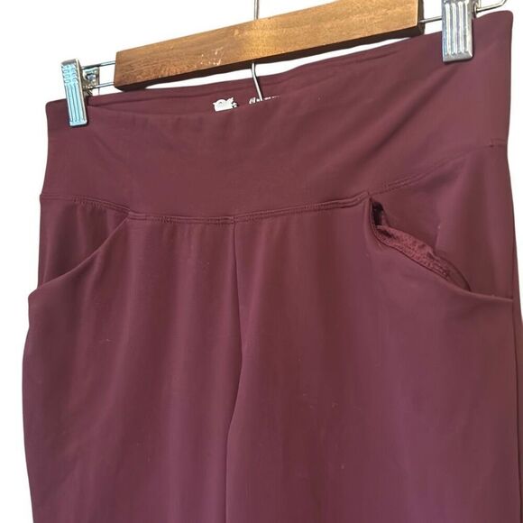 Iuga High Waist Flare Leggings Yoga Pants Medium Athleisure Burgundy - Picture 4 of 6
